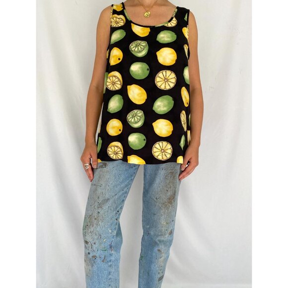 80s vintage novelty fruits print retro summer tank top shorts matching coord set - Picture 9 of 10